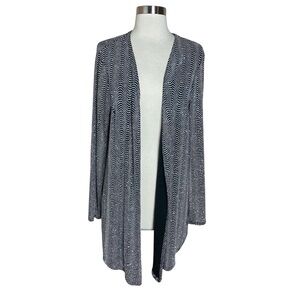Vintage Onyx Nite by Wendye Chaitin Black Silver Glitter Cardigan Size 12